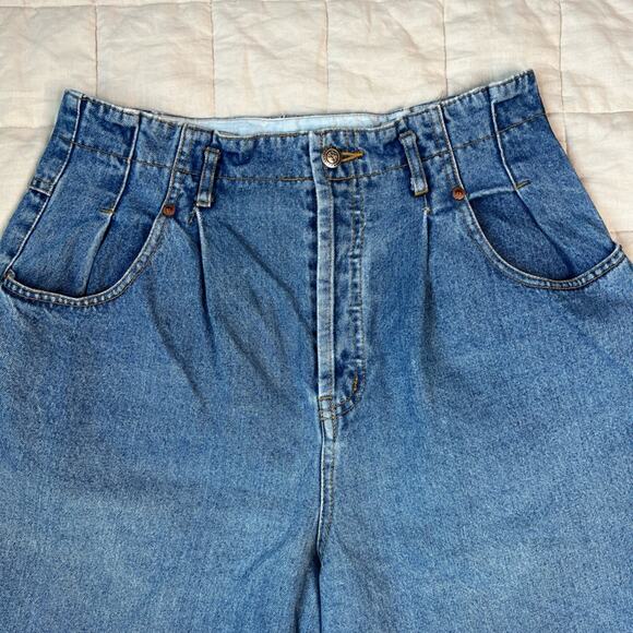 Vintage Forenza 100% Cotton Worn in Pleated High Rise Mom Jeans - 14 - Picture 3 of 13